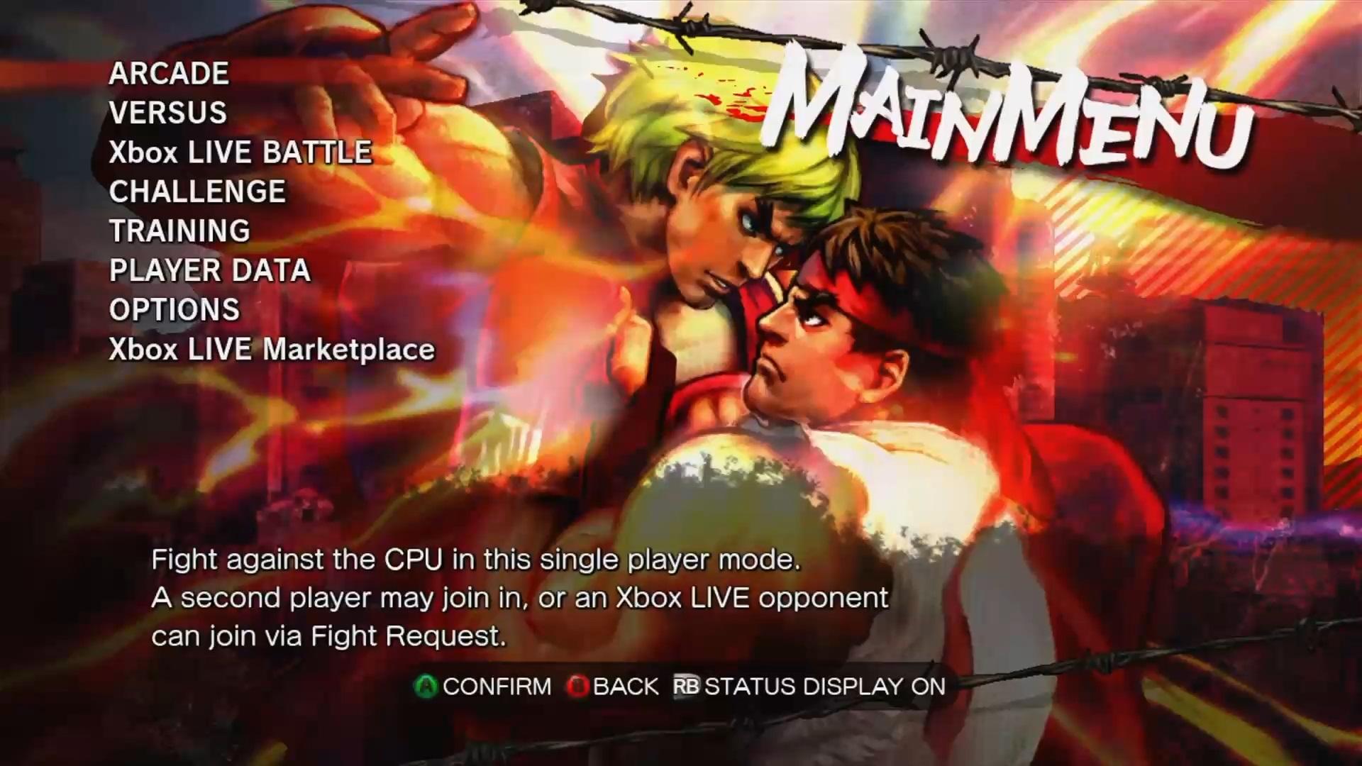 Street Fighter IV title screen for Xbox 360